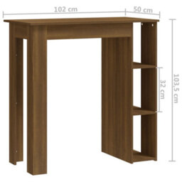 Berkfield Bar Table With Shelf Brown Oak 102X50X103.5 Cm Engineered Wood - thumbnail 7