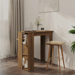 Berkfield Bar Table With Shelf Brown Oak 102X50X103.5 Cm Engineered Wood - thumbnail 1