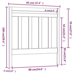 Walplus Bed Headboard Grey 95X4X100 Cm Solid Wood Pine - thumbnail 6