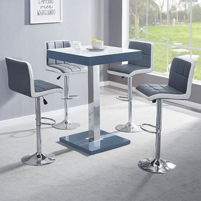 Furniture in Fashion Topaz Glass White Grey Bar Table 4 Copez Grey White Stools - image 1