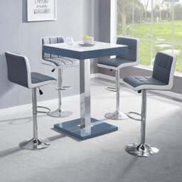 Furniture in Fashion Topaz Glass White Grey Bar Table 4 Copez Grey White Stools - thumbnail 1