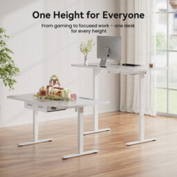 Electric Standing Desk With Power Outlets, 160 X 80 Cm Sit Stand Desk With 2 Drawers, Usb Ports, Height Adjustable, White - thumbnail 8