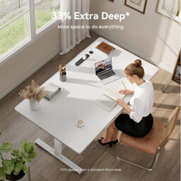 Electric Standing Desk With Power Outlets, 160 X 80 Cm Sit Stand Desk With 2 Drawers, Usb Ports, Height Adjustable, White - thumbnail 2