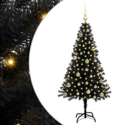 Vidaxl Christmas Tree With 150 Leds With Stand Black 150 Cm Pvc - thumbnail 2