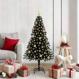 Vidaxl Christmas Tree With 150 Leds With Stand Black 150 Cm Pvc - thumbnail 1