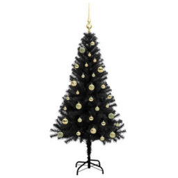 Vidaxl Christmas Tree With 150 Leds With Stand Black 150 Cm Pvc - thumbnail 4