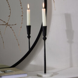 Dibor Antique Black Round Marble Bottom Table Decoration Christmas Candle Holder