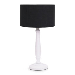 Valuelights Victoria Traditional White Wood Candlestick Table Lamp With Black Drum Shade - thumbnail 2