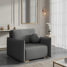 Armchair Viva Glov I With Sleep Function Storage Chipboard Foam Sinuous Spring Wooden Frame 104X98X85Cm Grey - thumbnail 1