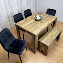 Kosy Koala Modern Dining Table With 4 Black Velvet Chairs And Bench Dining Furniture Set - thumbnail 8