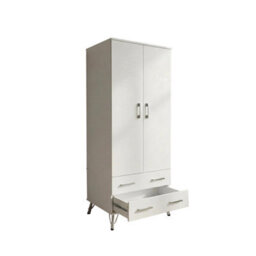 Fwstyle Maldon 2 Door Double Wardrobe With 2 Drawers Matt White (H) 186 (W) 76.5 (D) 55Cm - thumbnail 4