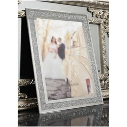 30X40 Cm Glass Photo Frame Jewel Mirror Silver Loose Diamante Crushed Crystal