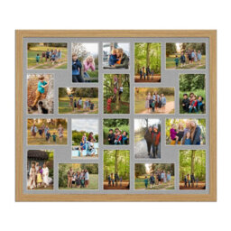 AK Frames 80X70Cm Light Oak Modern Multi Photo Frame With Silver Mount - Holds 20 Apertures (18X) 6X4, (2X) 4X4 Photos - thumbnail 1