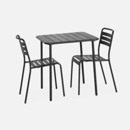 Sweeek - 2-Seater Square Steel Garden Table Set With 2 Chairs Anthracite 70X70X72.5 Cm - Amelia - thumbnail 1