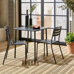 Sweeek - 2-Seater Square Steel Garden Table Set With 2 Chairs Anthracite 70X70X72.5 Cm - Amelia - thumbnail 6