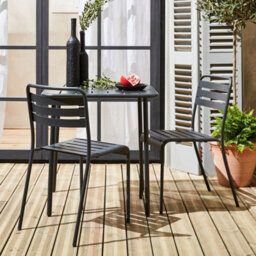 Sweeek - 2-Seater Square Steel Garden Table Set With 2 Chairs Anthracite 70X70X72.5 Cm - Amelia - thumbnail 7