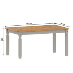 "Mercers Furniture Corona Grey Wax 5'0"" Dining Table & 4 Chairs Solid Pine Dining Set With Mexican Styling" - thumbnail 6