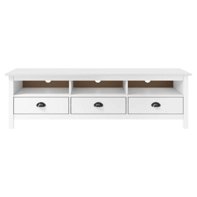 Berkfield Elegant Tv Cabinet Hill Range White 158X40X47 Cm Solid Pine Wood - image 1