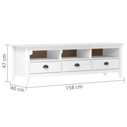 Berkfield Elegant Tv Cabinet Hill Range White 158X40X47 Cm Solid Pine Wood - thumbnail 4