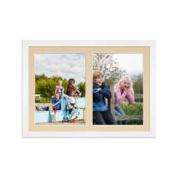 AK Frames 20X14 White Modern Multi Photo Frame With Ivory Mount - Holds 2 Apertures (2X) A4 Photos - thumbnail 1