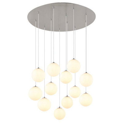 Luminosa Lighting Luminosa Riha Cluster Pendant Ceiling Light Nickel Matt Balls Opal Glass Shade 12X G9 3000K - image 1