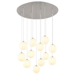 Luminosa Lighting Luminosa Riha Cluster Pendant Ceiling Light Nickel Matt Balls Opal Glass Shade 12X G9 3000K - thumbnail 1