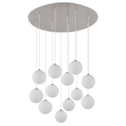 Luminosa Lighting Luminosa Riha Cluster Pendant Ceiling Light Nickel Matt Balls Opal Glass Shade 12X G9 3000K - thumbnail 2