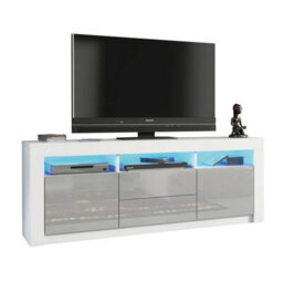 Shine Tv Unit 160Cm White & Grey With High Gloss Doors And Led Lighting - Creative Furniture - thumbnail 6