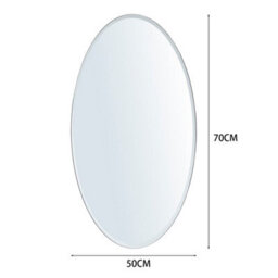 Living And Home Wall Mounted Oval Beveled Edge Bathroom Frameless Mirror Vanity Mirror For Dressing Table W 50 Cm X H 70 Cm - thumbnail 8