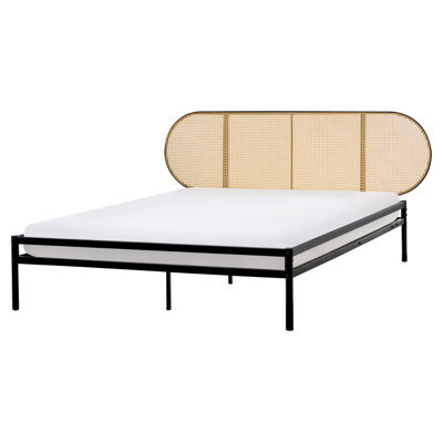 Beliani Bed Pe Rattan Boulin 160 X 200 Cm (Eu King Size) Black - image 1