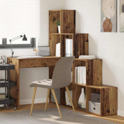 Berkfield Modern Corner Desk Old Wood 101.5 X 149.5 X 149.5 Cm Engineered Wood - thumbnail 2