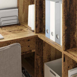 Berkfield Modern Corner Desk Old Wood 101.5 X 149.5 X 149.5 Cm Engineered Wood - thumbnail 4