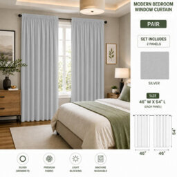 Aspire Homeware Light Grey Plain Blackout Curtain Room Darkening Pencil Pleat Curtain Pair (W)117Cm X (D)137Cm With Tie Back Pair - thumbnail 9