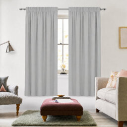 Aspire Homeware Light Grey Plain Blackout Curtain Room Darkening Pencil Pleat Curtain Pair (W)117Cm X (D)137Cm With Tie Back Pair - thumbnail 8