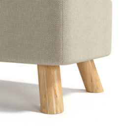 Living And Home Beige Rectangular Tofu Shaped Footstool Footrest With Solid Wooden Legs W 570 X D 280 X H 257 mm - thumbnail 5