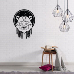Decortie Modern Metal Wall Art Bear Theme Home Ornament Decorative Minimalist Design Hanging Wall Sculpture, Black - thumbnail 3
