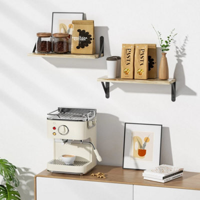 Natural Wood 2Pcs Floating Shelves Wooden Wall Mounted Display Storage Hold Rustic Industrial - image 1
