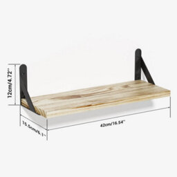 Natural Wood 2Pcs Floating Shelves Wooden Wall Mounted Display Storage Hold Rustic Industrial - thumbnail 2