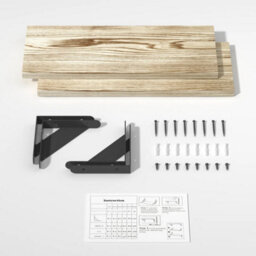 Natural Wood 2Pcs Floating Shelves Wooden Wall Mounted Display Storage Hold Rustic Industrial - thumbnail 4