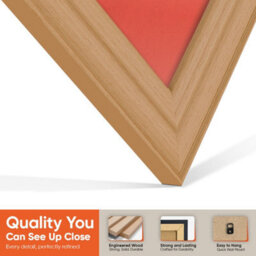 "AK Frames 25X17"" Country Pine Classic Vinyl Record Frame With Poppy Red Mount For 12 Inch Lp Cover & Disc - Overlapped Design" - thumbnail 3