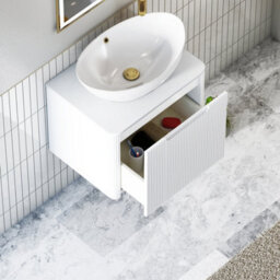 Royal Bathrooms Avenza 600mm Matte White Wall Hung Bathroom Countertop Vanity Unit 1 Drawer With Amaze Basin - thumbnail 5