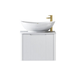 Royal Bathrooms Avenza 600mm Matte White Wall Hung Bathroom Countertop Vanity Unit 1 Drawer With Amaze Basin - thumbnail 6