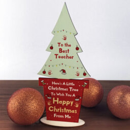 Red Ocean Christmas Best Teacher Gift Wood Christmas Tree Decoration - thumbnail 3