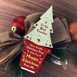 Red Ocean Christmas Best Teacher Gift Wood Christmas Tree Decoration - thumbnail 4