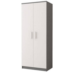 Arte Smyk Ii 06 White Front Grey Carcass Hinged Wardrobe 800mm H1930mm D500mm With White Wooden Handles - thumbnail 1