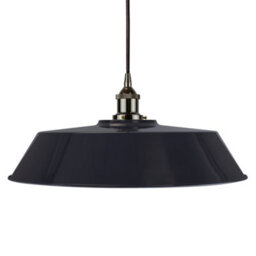 Navy Blue Large Chancery Painted Dome Pendant Light With Black Nickel Lamp Holder And Black Round Cable - Se Home - thumbnail 1