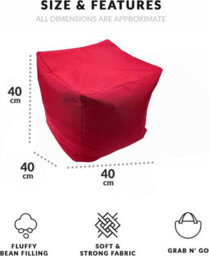 istyle mode Red Outdoor Bean Bag Footstool Pouffe Water-Resistant 40X40Cm - thumbnail 3