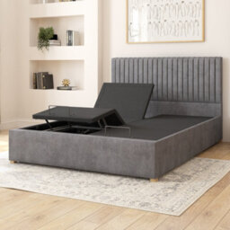 Aspire Grant Electric Adjustable Bed Upholstered With Pocket Sprung Mattress Uk Made, Plush Steel, Size Superking - thumbnail 3