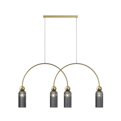 Luminosa Lighting Luminosa Antic Modern Bar Pendant Ceiling Light Gold 4Xe14 Grey Shade - image 1
