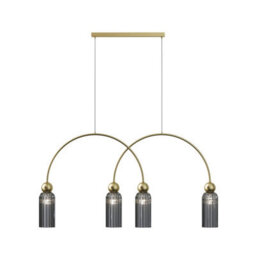 Luminosa Lighting Luminosa Antic Modern Bar Pendant Ceiling Light Gold 4Xe14 Grey Shade - thumbnail 1